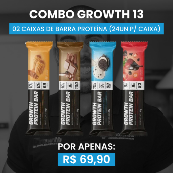 [COMBO 13] 02 CAIXAS DE BARRA DE PRÓTEINA - SABORES VARIADOS (24 UNIDADES POR CAIXA)